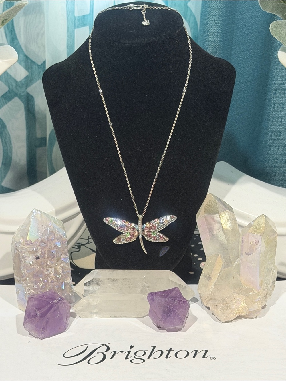 🦋VERY RARE BRIGHTON VG SWAROVSKI CRYSTAL ‘TRUST YOUR JOURNEY’ Dragonfly Necklace